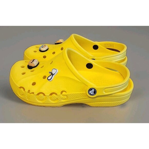CROCS Shoes - CROCS Baya Unisex Slip On Clogs Lemon US Men's 7 Women's 9 With Jibbitz